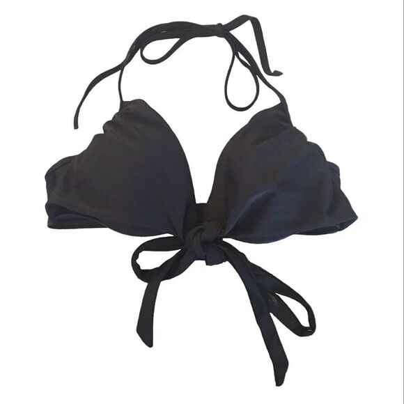 Victoria's Secret 2015 Black The Wrap Halter Bikini Swim Top Size 32C - Picture 3 of 12